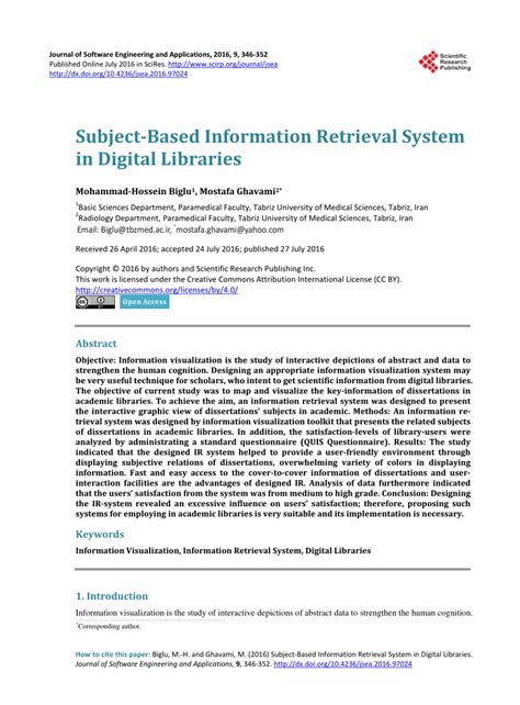 Pdf Subject Based Information Retrieval System In Digital Libraries