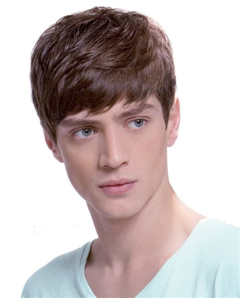 Cropped Straight Mens Hair Wigs With Bangs