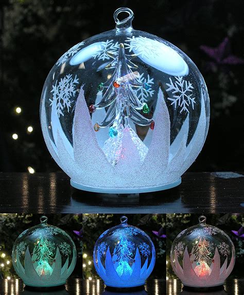 Led Glass Globe Christmas Tree Ornament With Tree Inside Color