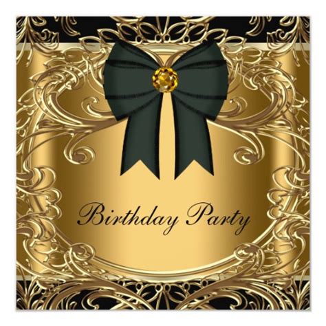 Elegant Black And Gold Birthday Party Invitations Zazzle