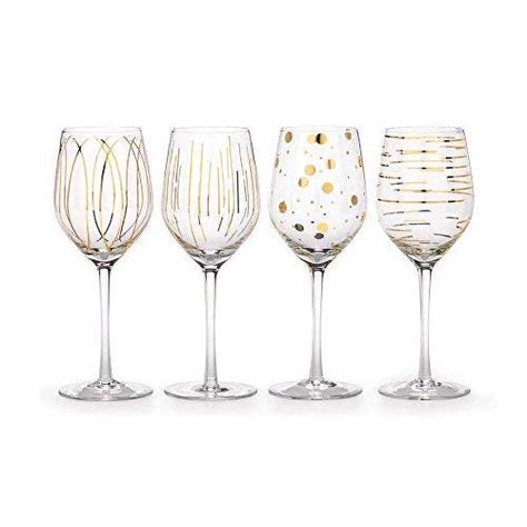 Buy Mikasa Cheers Etched Crystal White Wine Glasses 400 Ml Gold