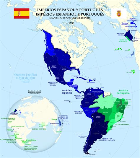 Spanish And Portuguese Empires 1790 Imperio Espanol España Colonial