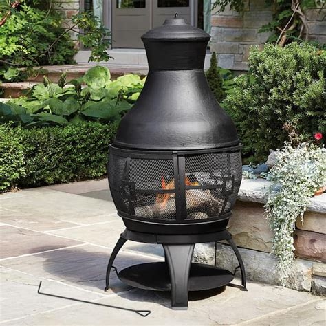 Heatmaxx 45 In Outdoor Fireplace Wooden Black Fire Pit Chimenea