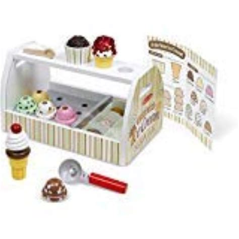 Melissa And Doug Scoop And Serve Ice Cream Counter Wooden Play Food Set