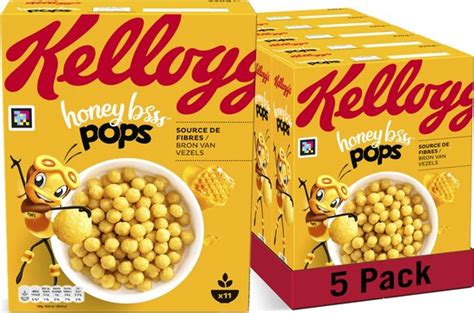 5x Kelloggs Honey Pops Ontbijtgranen 330 Gr Bol