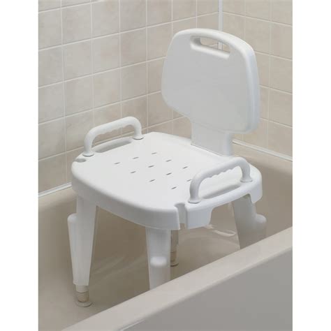 The chairs enable such persons to safely walk into a bathroom and take a shower without help from the caregivers. MaxiAids | Adjustable Shower Seat with Arms and Back