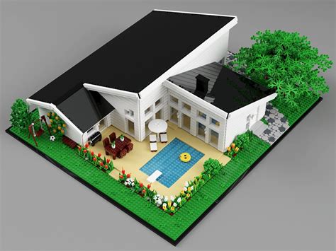 Weitere ideen zu lego, lego ideen, lego haus. LEGO Modell: Modernes Einfamilienhaus mit Garten ...