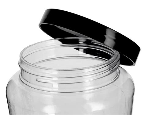 Plastic Tapered Jar In Clear With Black Foam Lined Lid 32 Oz 950 Ml