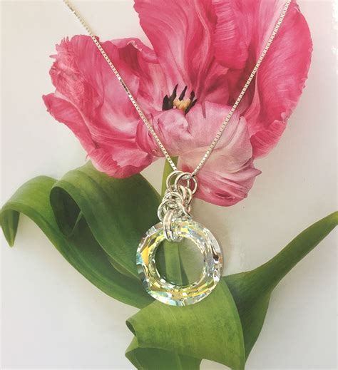 Precision Cut Austrian Crystal Ring Necklace On Silver Chain Laura