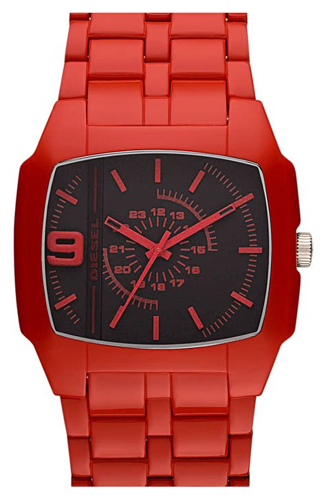 Diesel Square Plastic Bracelet Watch In Red For Men Red White Lyst