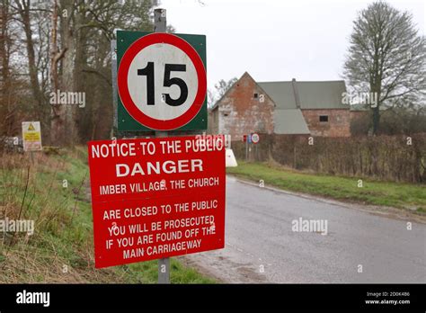 Houses And A Warning Sign In Imber Village Part Of The Military