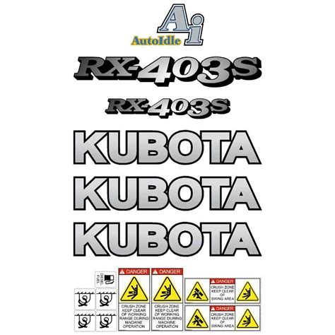 Kubota Rx403s Mini Excavator Decal Set Sticker Kit Acedecals