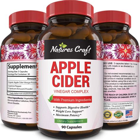 Apple Cider Vinegar Weight Loss Supplement Natural Detox Diet Pills