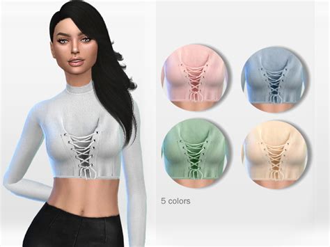 Winter Lace Up Top By Puresim At Tsr Sims 4 Updates