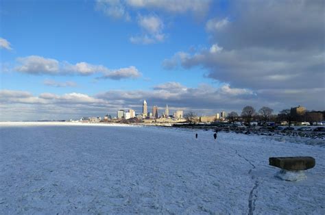View Of Downtown Over A Frozen Lake Erie Rcleveland