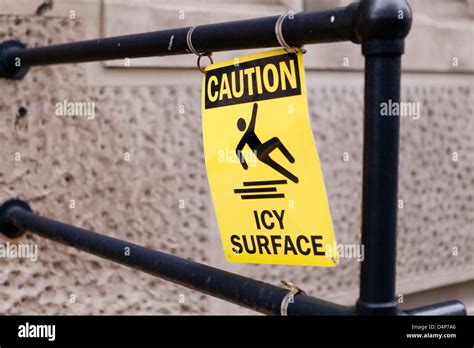 Icy Surface Caution Sign Stock Photo Alamy