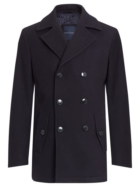 Tommy Hilfiger Pure Wool Pea Coat In Black For Men Lyst