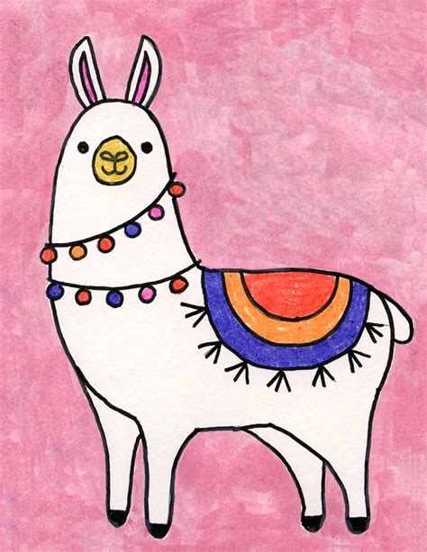 Easy How To Draw A Llama Tutorial And Llama Coloring Page Kids