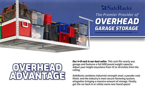 Saferacks 4x8 Overhead Garage Storage Rack Heavy Duty