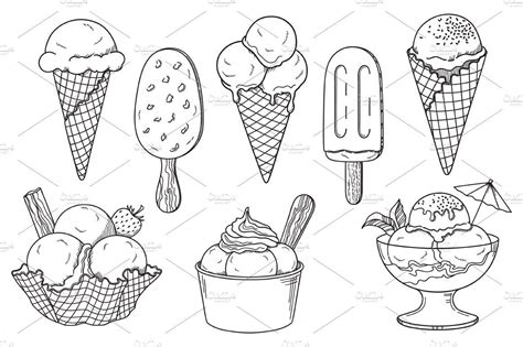 14 Hand Drawn Ice Creams Vector Set In 2022 How To Draw Hands Draw