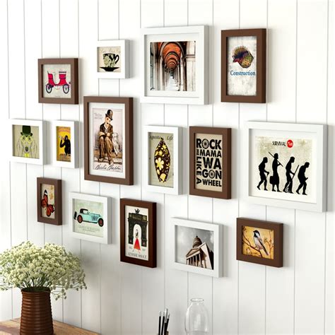 15pcs Home Decor Chocolate White Wall Picture Frame Set