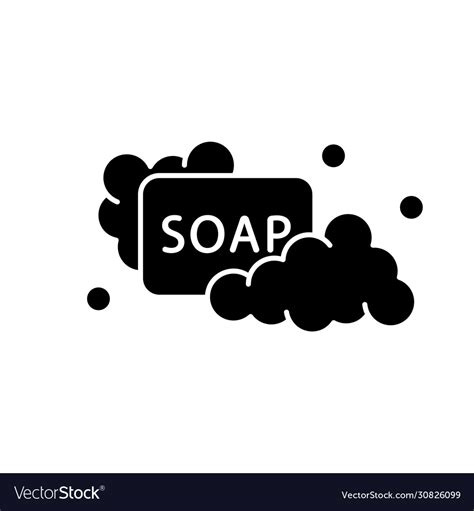 Lather Silhouette Icon Soap With Text In Foam Vector Image