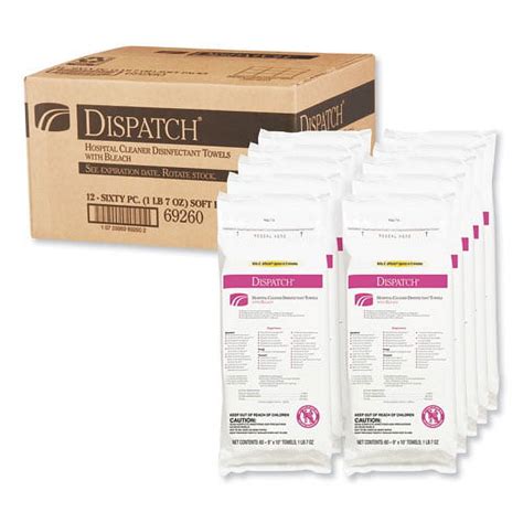 Dispatch Cleaner Disinfectant Towels With Bleach X Unscented Pack Packs Carton