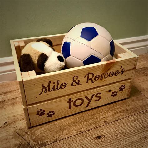 Personalised Dog Toy Crate Box Laser Engraved ⋆ Made Yours
