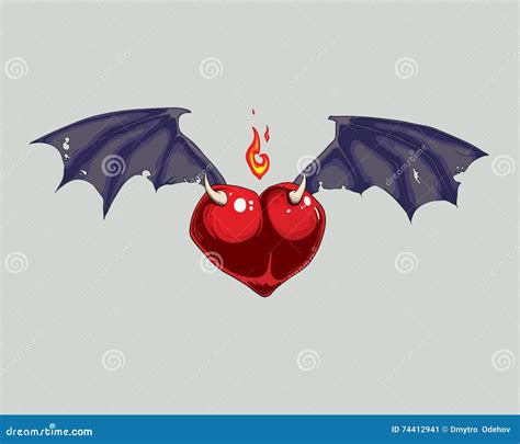 Heart With Wings Bat Stock Vector Illustration Of Love 74412941