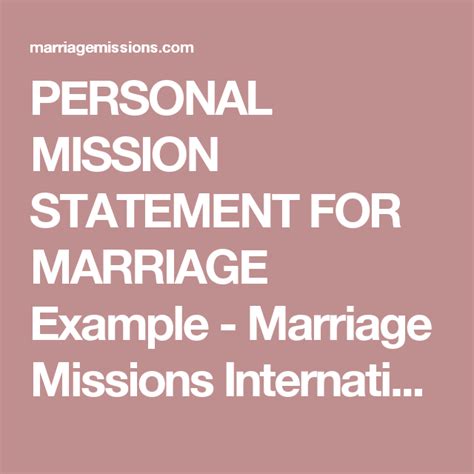Personal Mission Statement For Marriage Example Marriage Missions