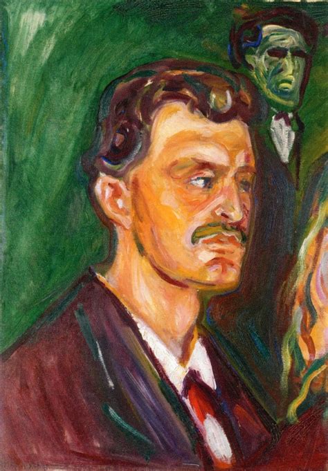 Edvard Munch Self Portrait Against A Green Background Category