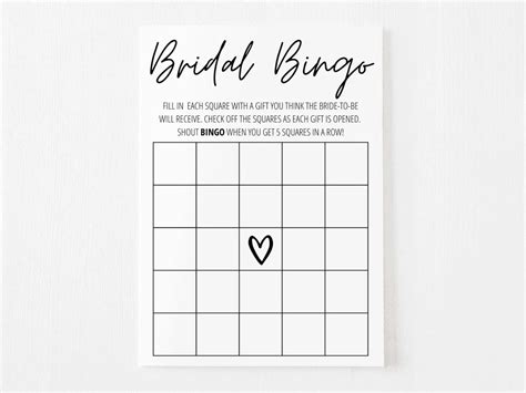 Blank Bridal Bingo Template Free Printable Form Templates And Letter