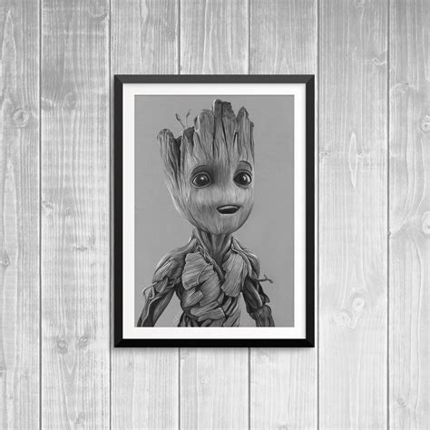 Baby Groot Print Reproduction Of Original Drawing Marvel Etsy Sweden