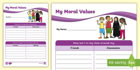 My Moral Values Worksheet Teacher Made Twinkl