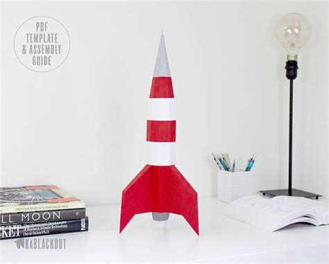 Papercraft Rocket Template Diy Rocket Low Poly Rocket 3d Origami