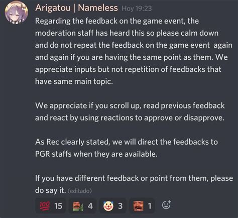 Mod In Discord Has Answered To The Feedback Rpunishinggrayraven