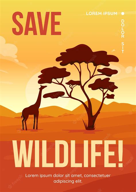 Premium Vector Save Wildlife Poster Flat Vector Template Wild