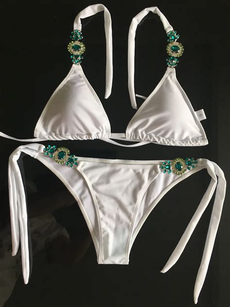 2021 sexy women crystal bikini hot design rhinestone swimwear female brazilian biquini micro