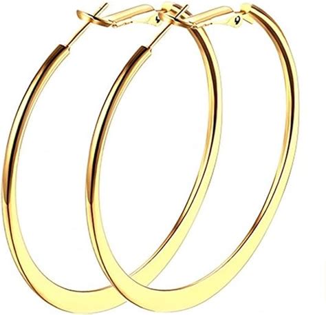 Sexy Premium Hula Hoop 18k Gold Plated Hyperbolic Earrings For Women 55mm Diameter