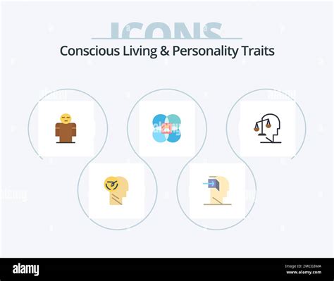Concious Living And Personality Traits Flat Icon Pack 5 Icon Design