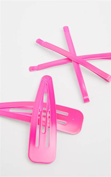 Neon Pink Hair Clip Multi Pack Accessories Prettylittlething
