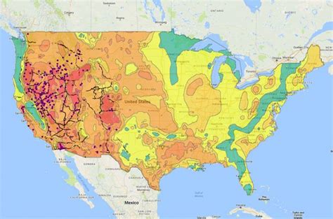 Usa Nrel Map Of Geothermal Energy In The United States Of America