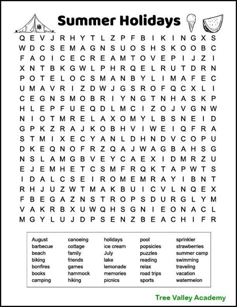 Summer Holidays Word Search In 2020 Holiday Word Search Holiday