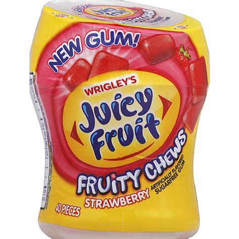 Wrigleys Juicy Fruit Fruity Chews Sugarfree Gum Strawberry 40 Ct