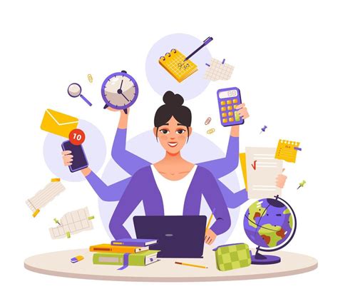 Multitasking Personal Productivity A Multitasking Business Woman At A
