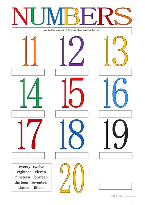 Numbers 11 20 Worksheet Free Esl Printable Worksheets Made By Teachers