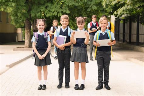 Little Children In Stylish School Uniform Stock Image Image Of