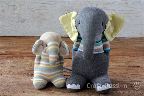 Sock Elephant Stuffed Animal Free Sewing Pattern Craft