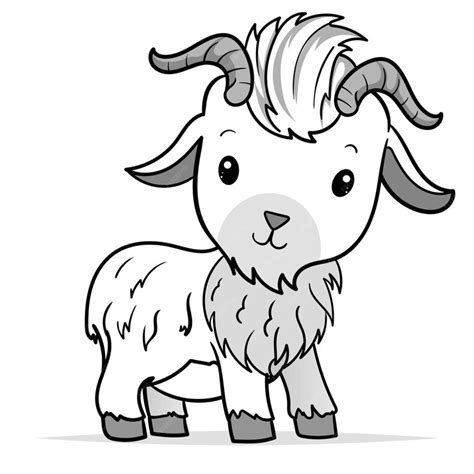 Premium Vector Cute Goat Cartoon Coloring Page Isolated For Kids