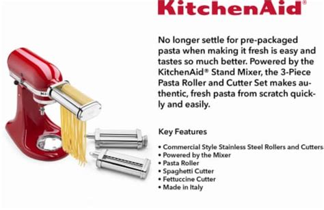 Kitchenaid Pasta Roller Set Stand Mixer Attachment 1 Count Kroger
